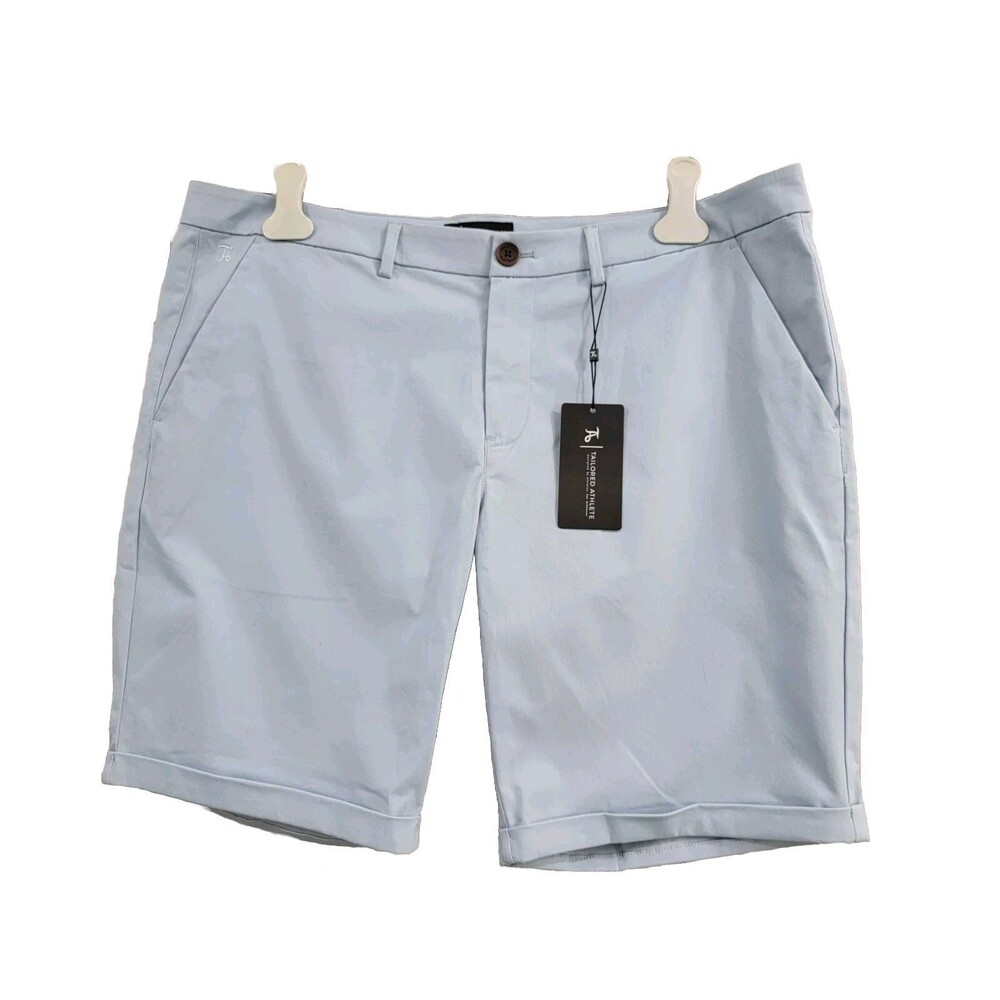 TAILORED ATHLETE Men's 38 Chino Short Light Blue Khaki‎ 9" Shorts NWT
